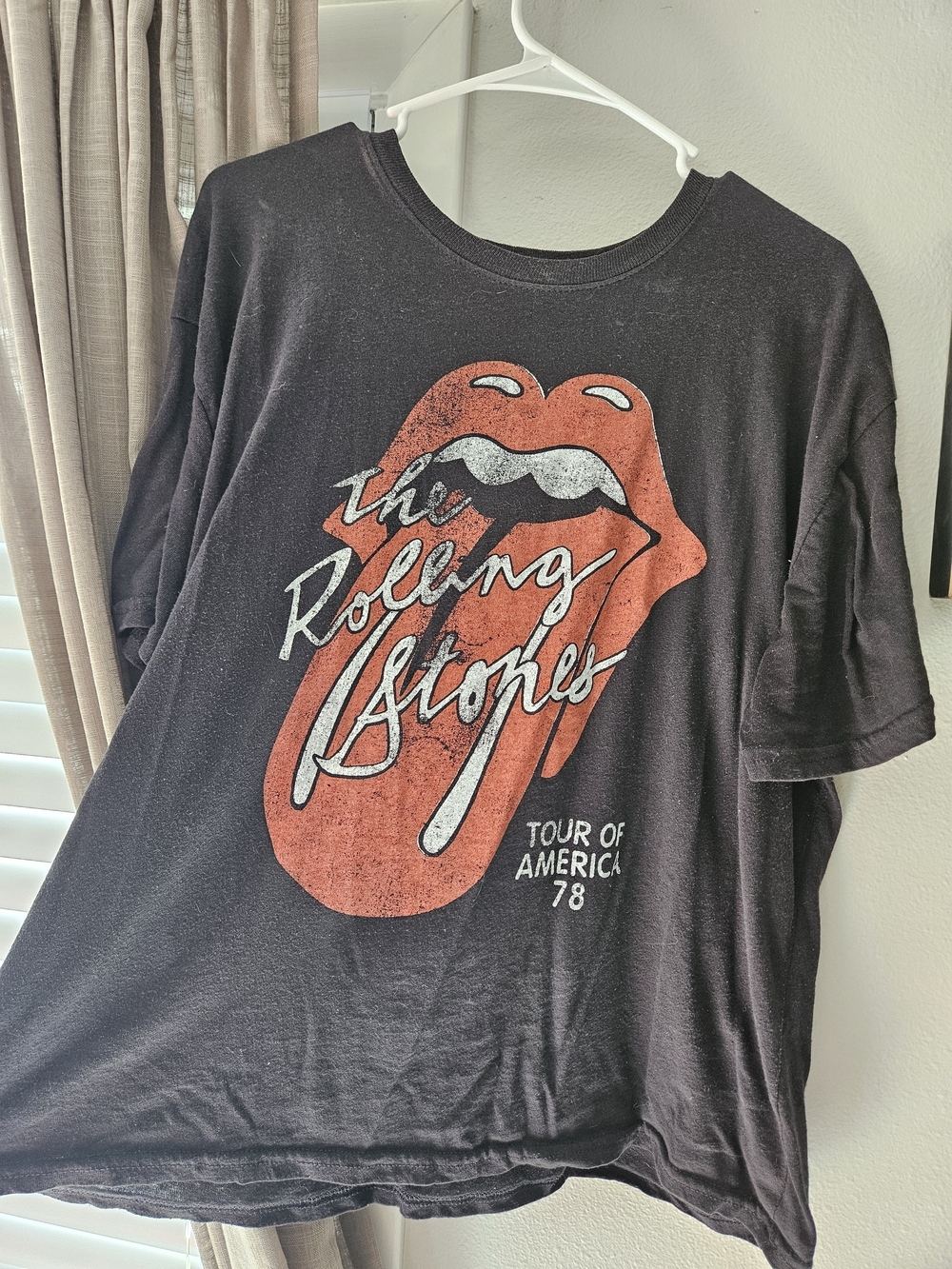 The Rolling Stones Black WOMENS Tee with Red Tongue Graphic